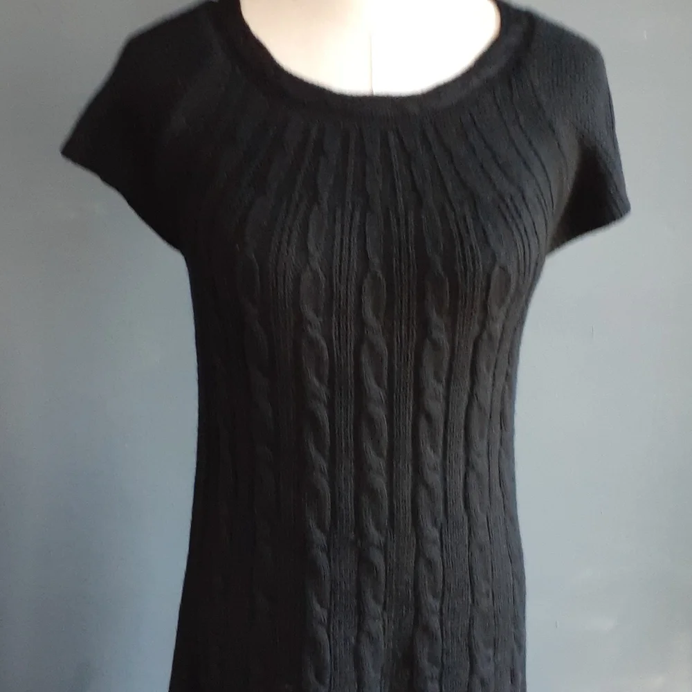 Calvin Klein women Whimsigoth black merino wool blend cable knit dress … - Picture 10 of 13